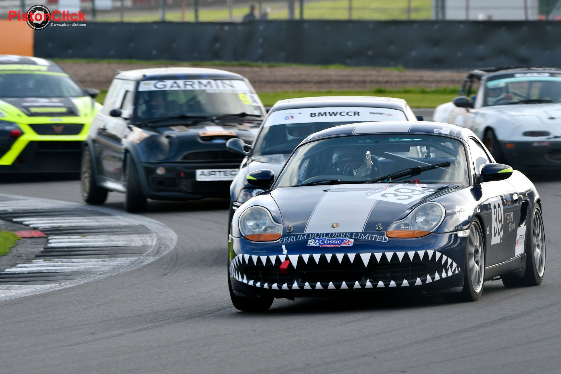 Race cars at the Birkett Relay race at Silverstone