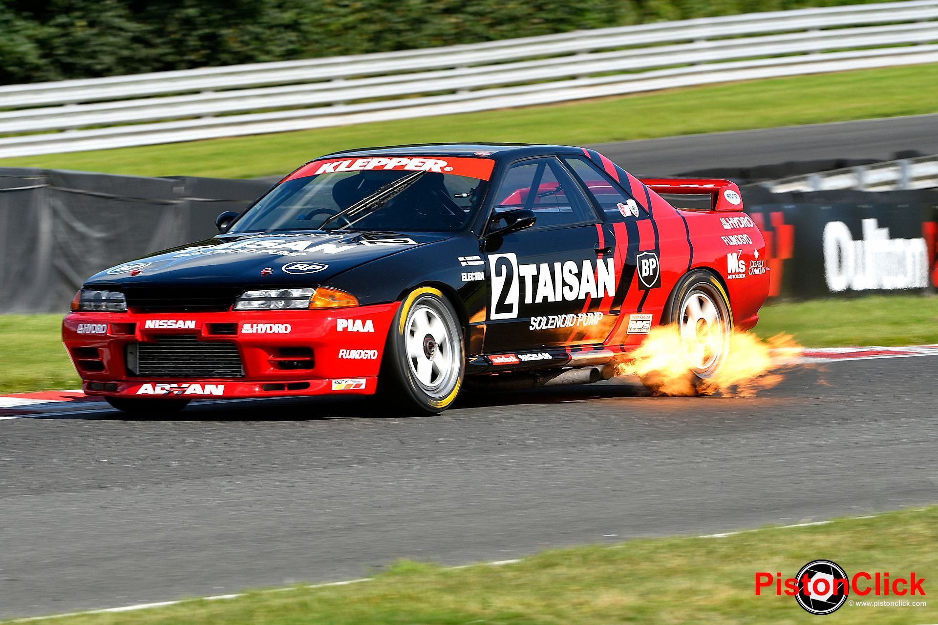 GT-R flames Gold Cup Oulton Park
