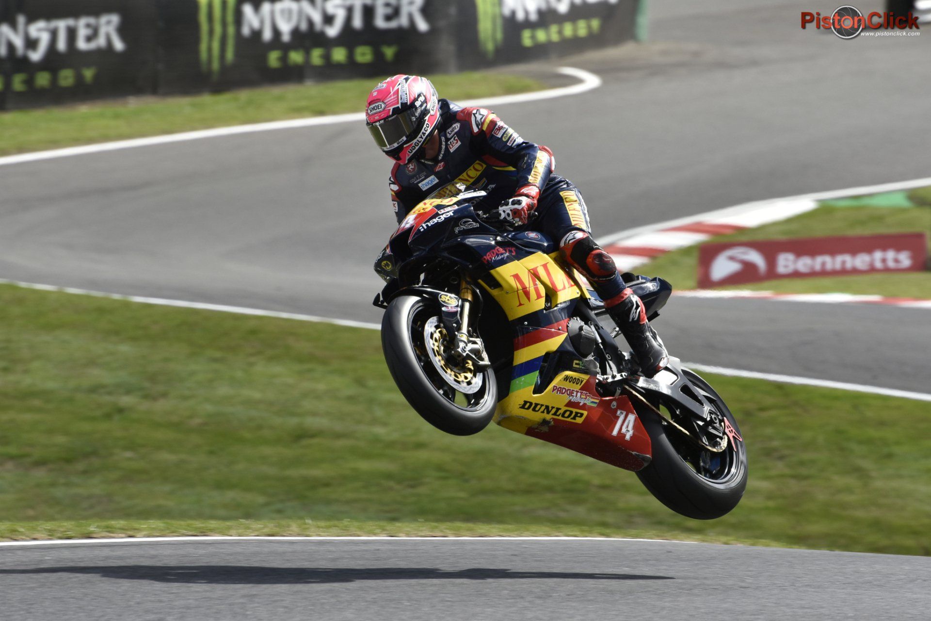 Davey Todd jumping the mountain at Cadwell Park