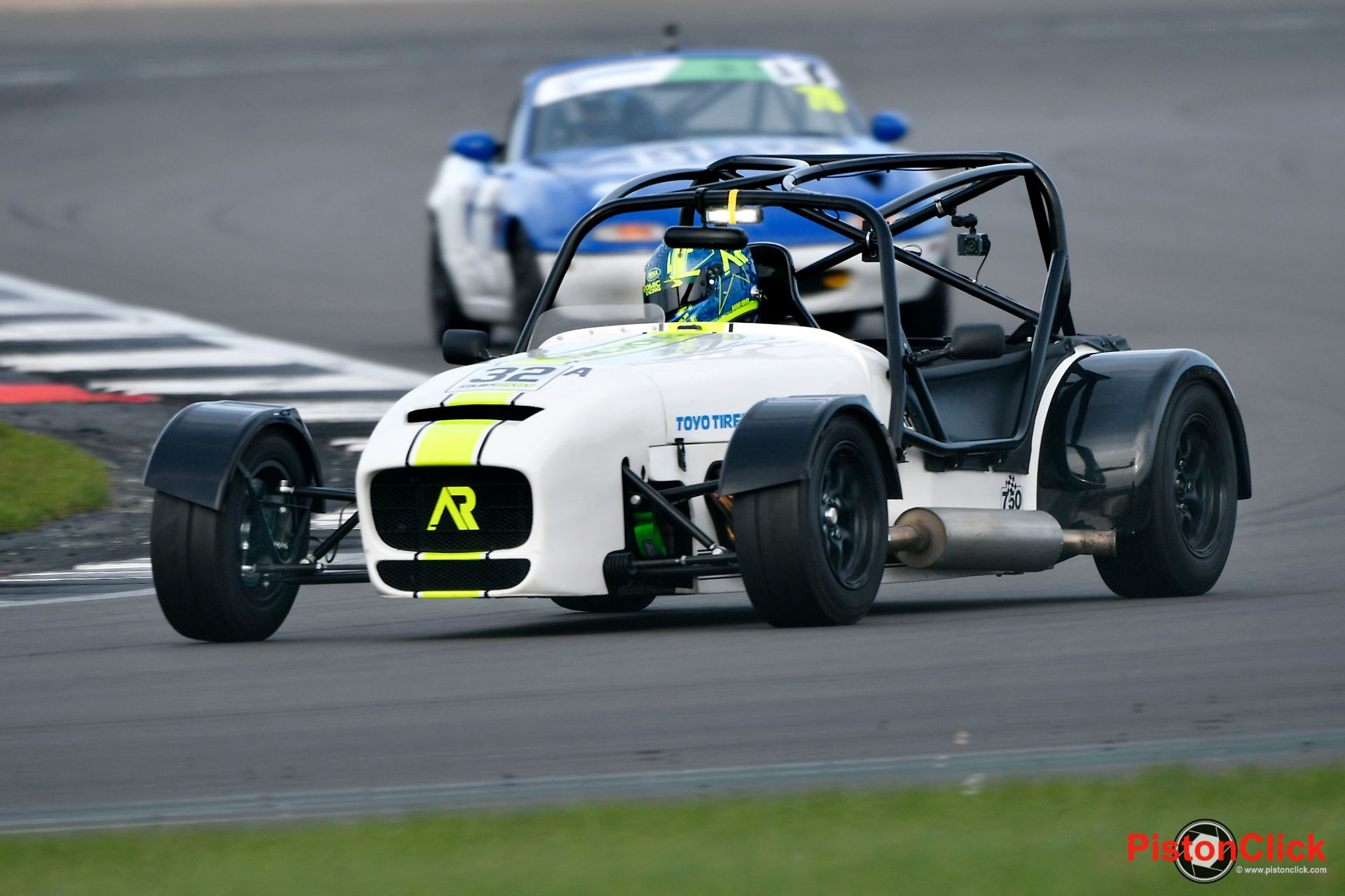 Race cars at the Birkett Relay race at Silverstone