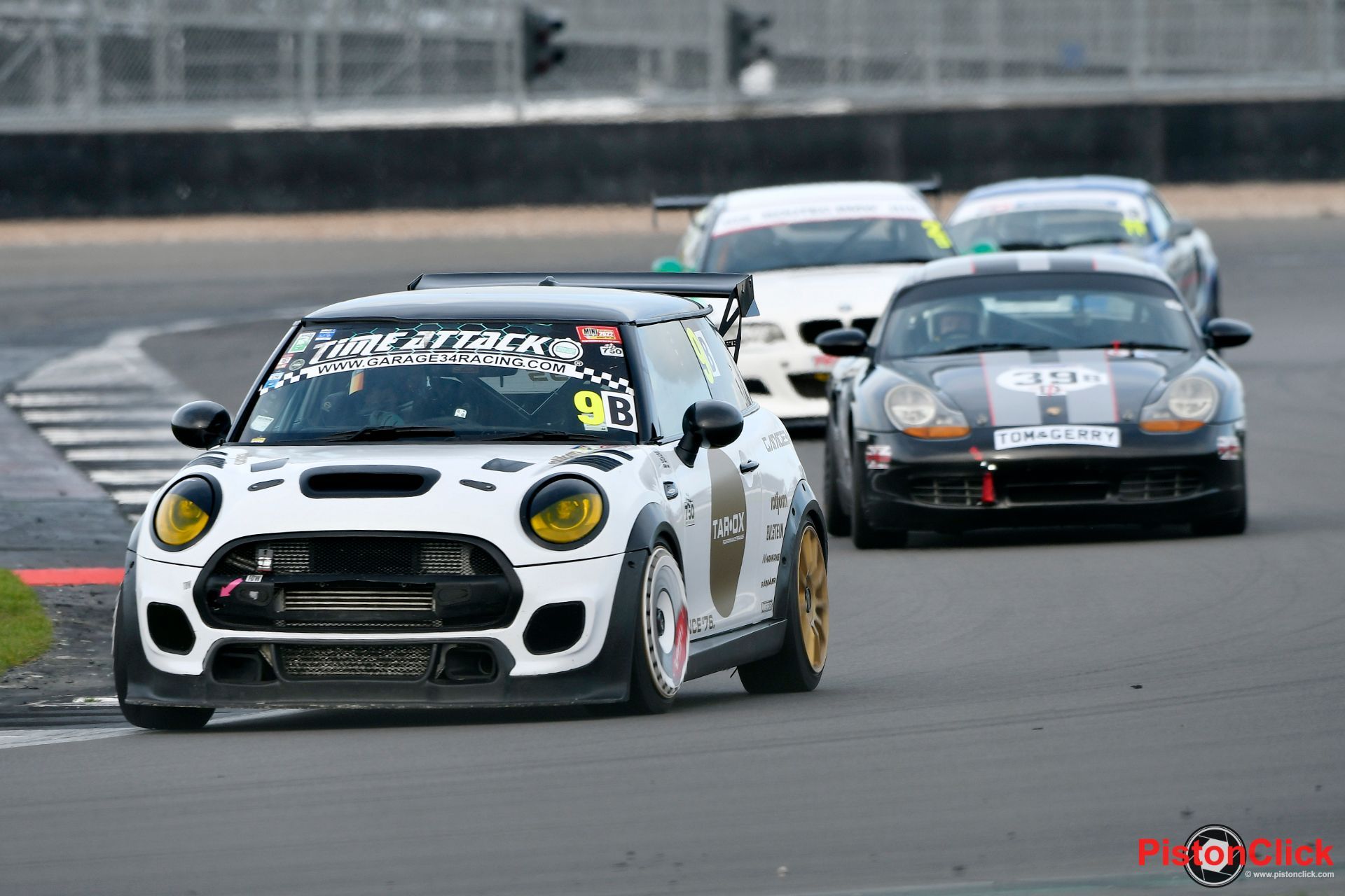 Racing at the Birkett Relay motorsport race at Silverstone