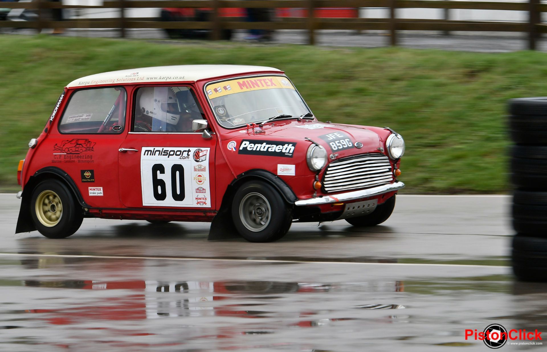 Callum Powell in a Mini at the Dukeries Rally 2024 Donington Park