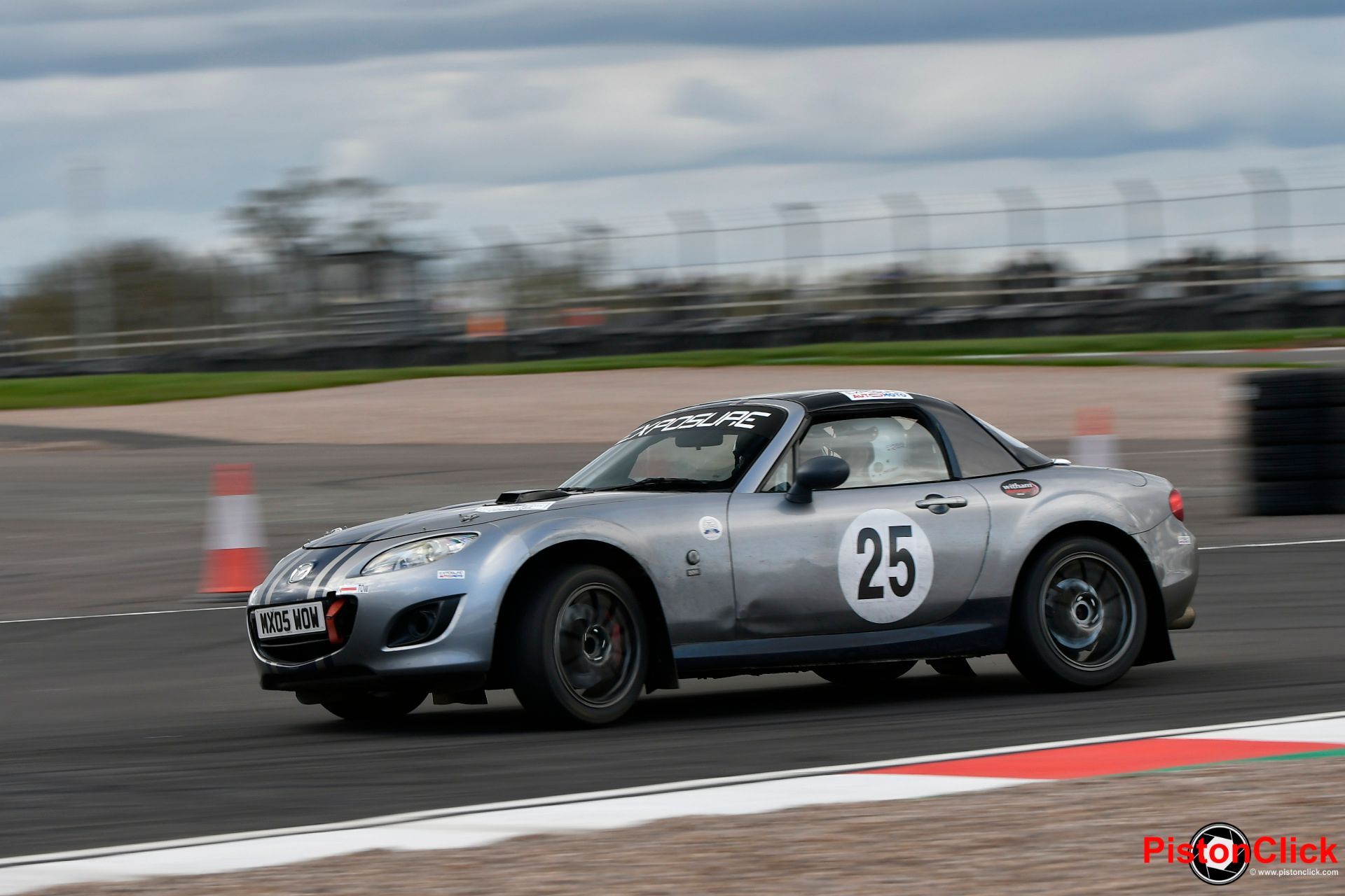 Nigel Brain in a Mazda MX5 in the MGJ Engineering Circuit Rally Championship Dukeries Rally 2024 Donington Park