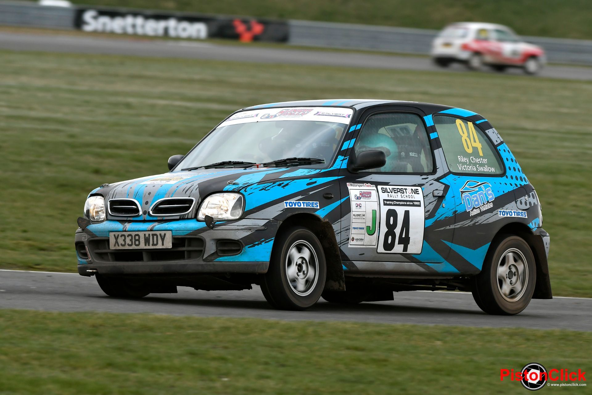Riley Chester driving the Nissan Micra at the Anglia Motor Sport Club Snetterton Stage Rally