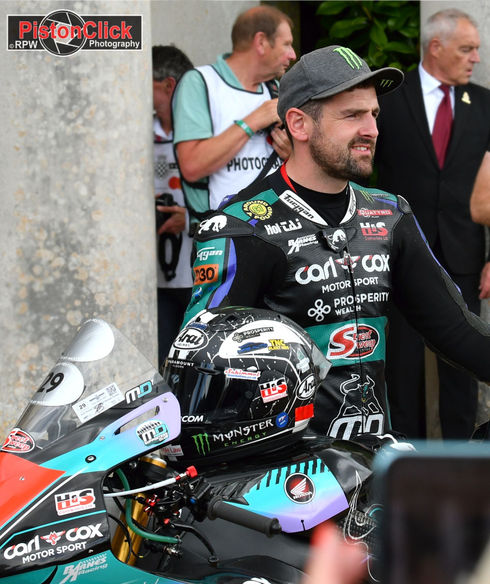 Michael Dunlop at the Goodwood Festival of Speed being presented as the most successful rider in Isle of Man TT history.