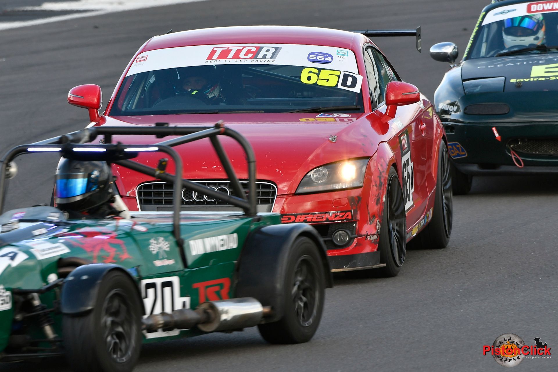 Race cars at the Birkett Relay race at Silverstone