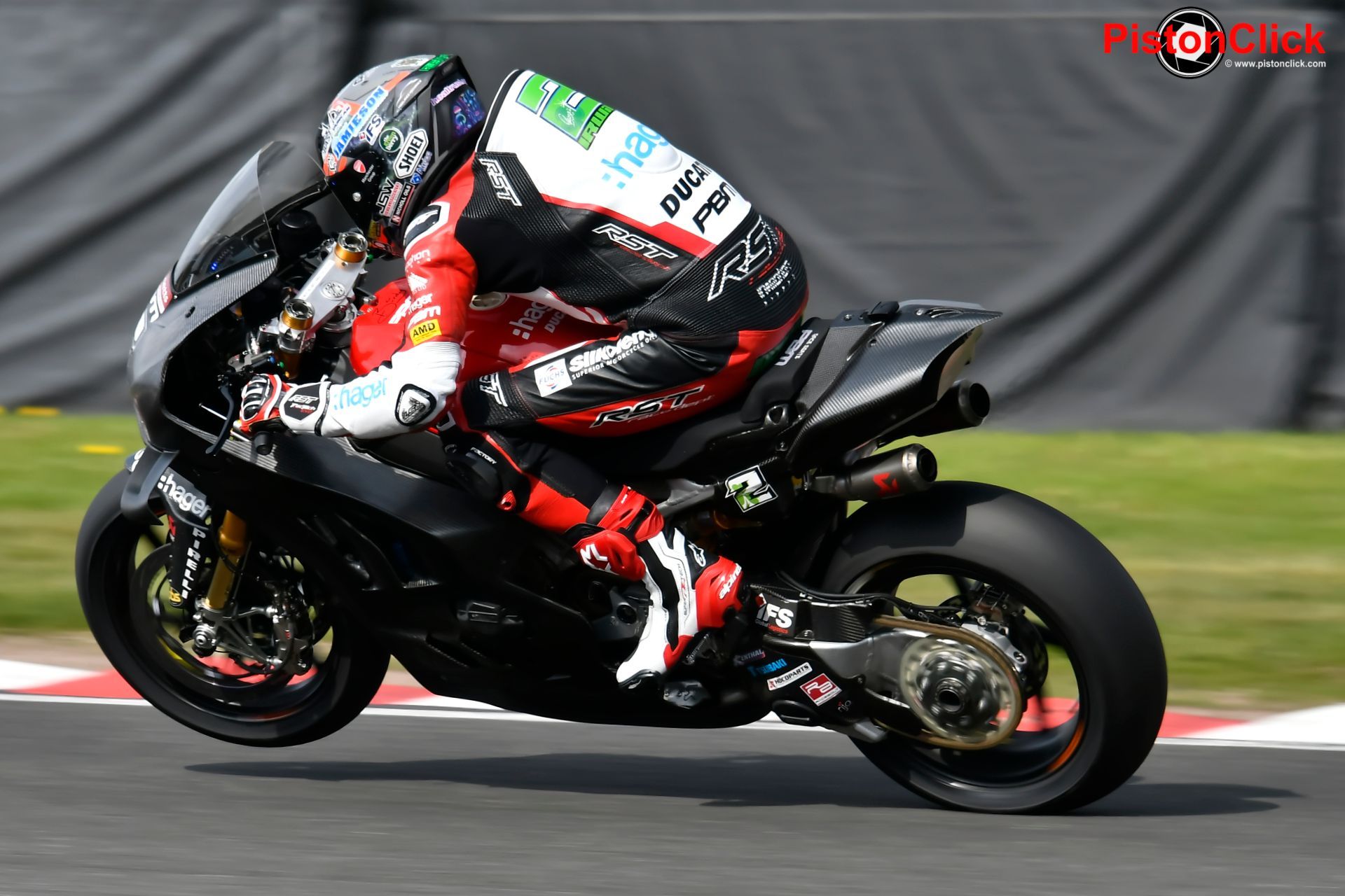 Glen Irwin Hager PBM Ducati Panigale V4R at Oulton Park BSB test
