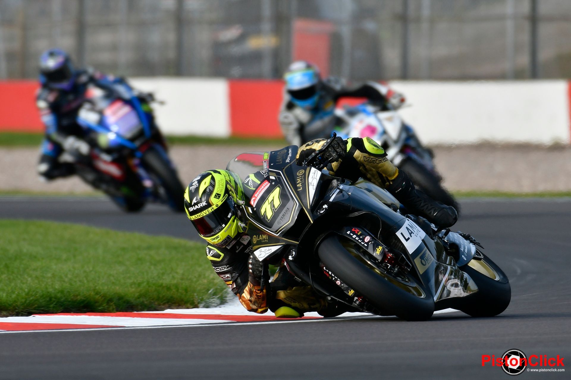 Kyle Ride in the British Super Bikes racing at Donington Park