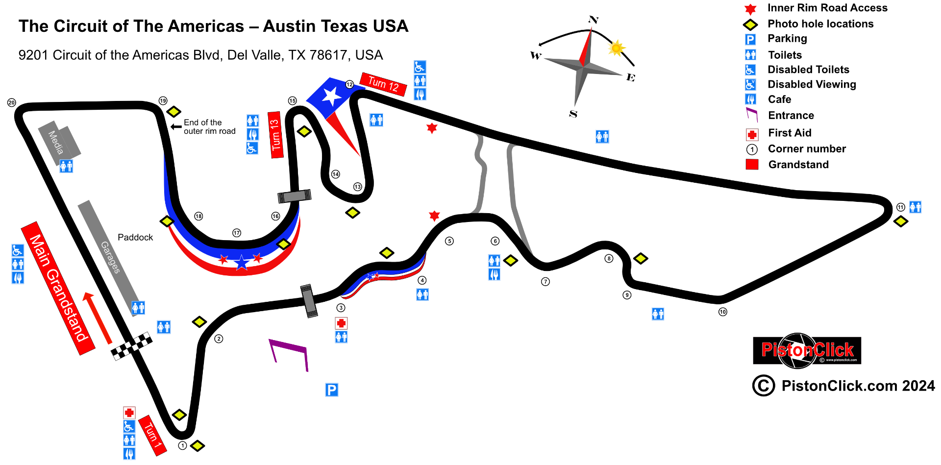 Circuit of the Americas racetrack track map