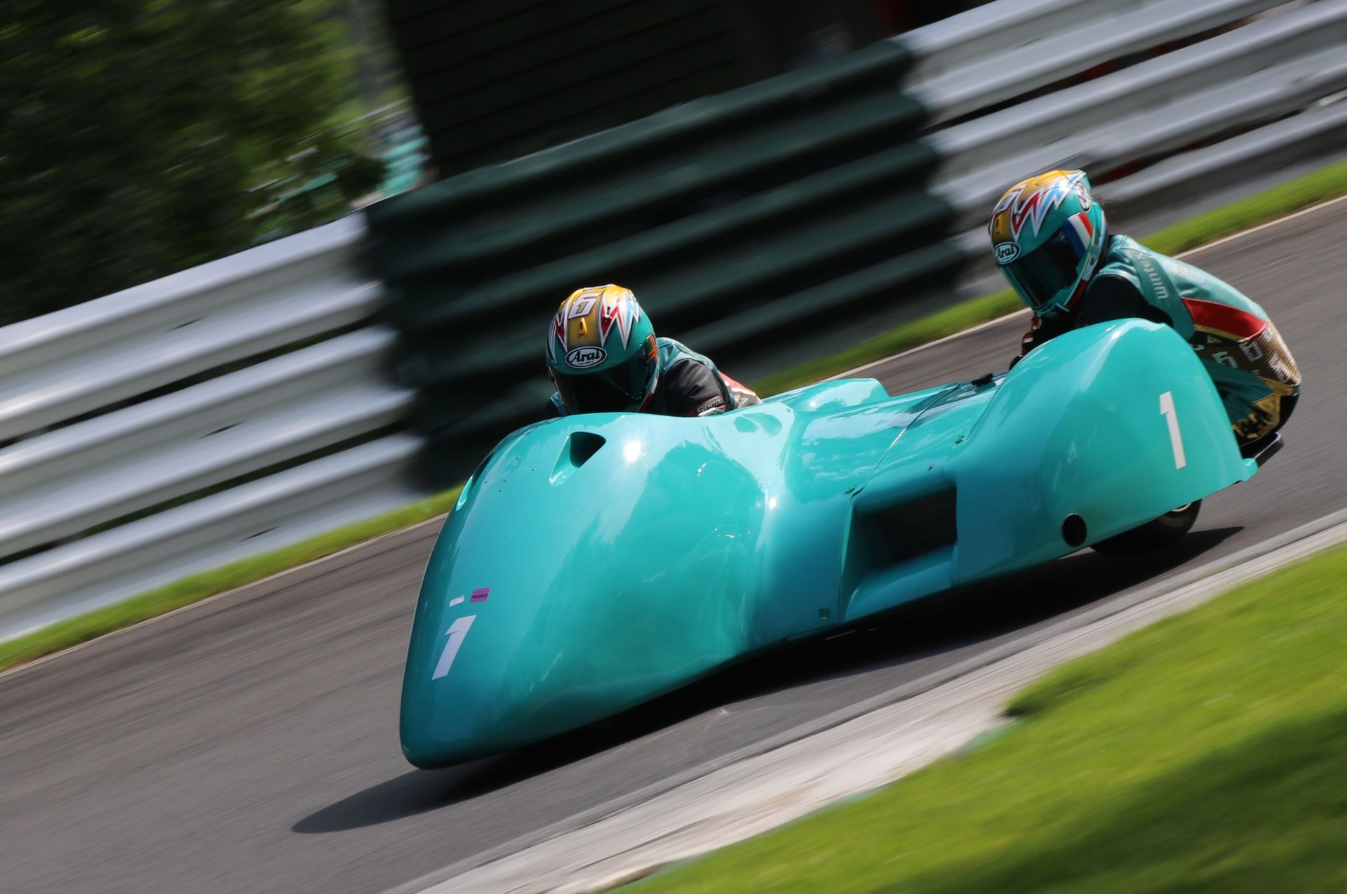 F1 Sidecar World Champions Todd Ellis and his passenger Emmanuelle Clement at Cadwell Park
