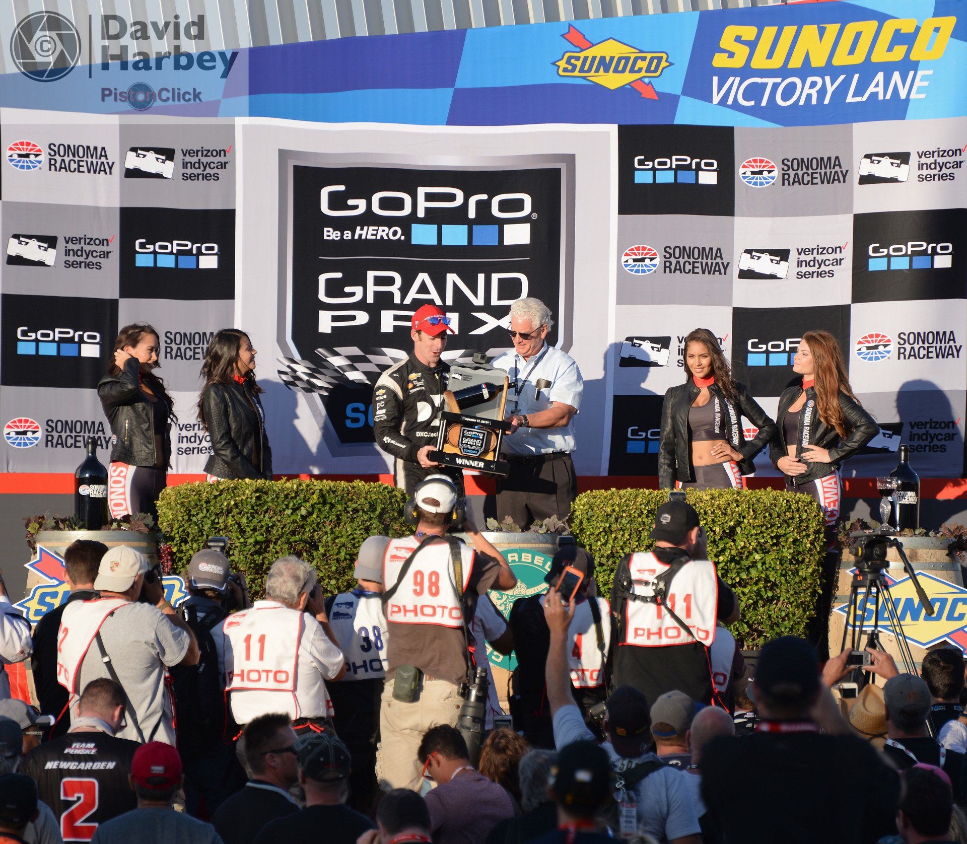 Pagenaud, Newgarden and team owner Roger Penske