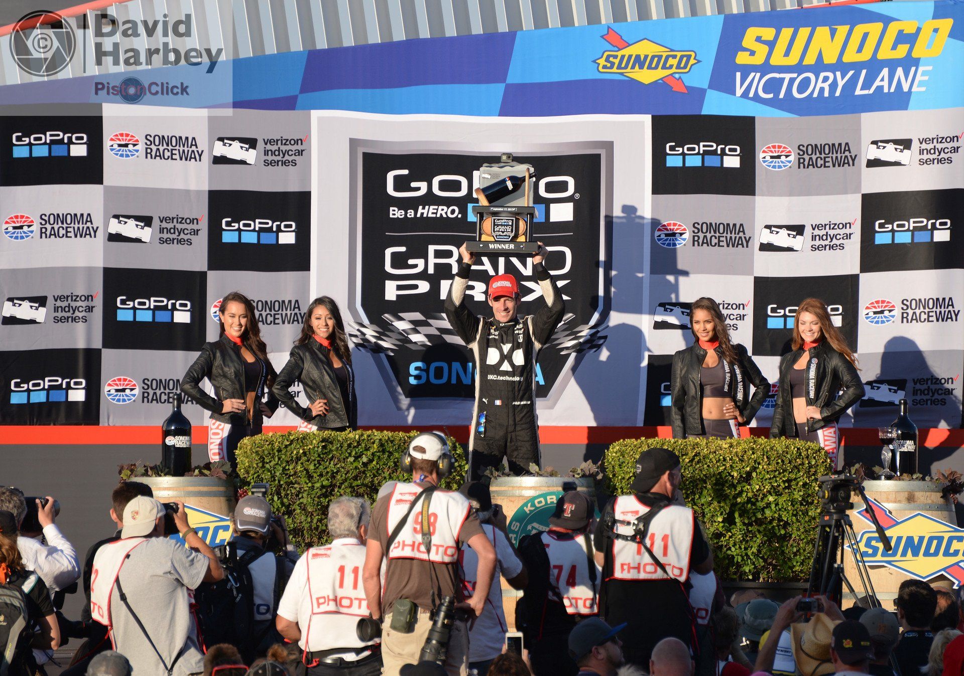 Pagenaud, Newgarden and team owner Roger Penske