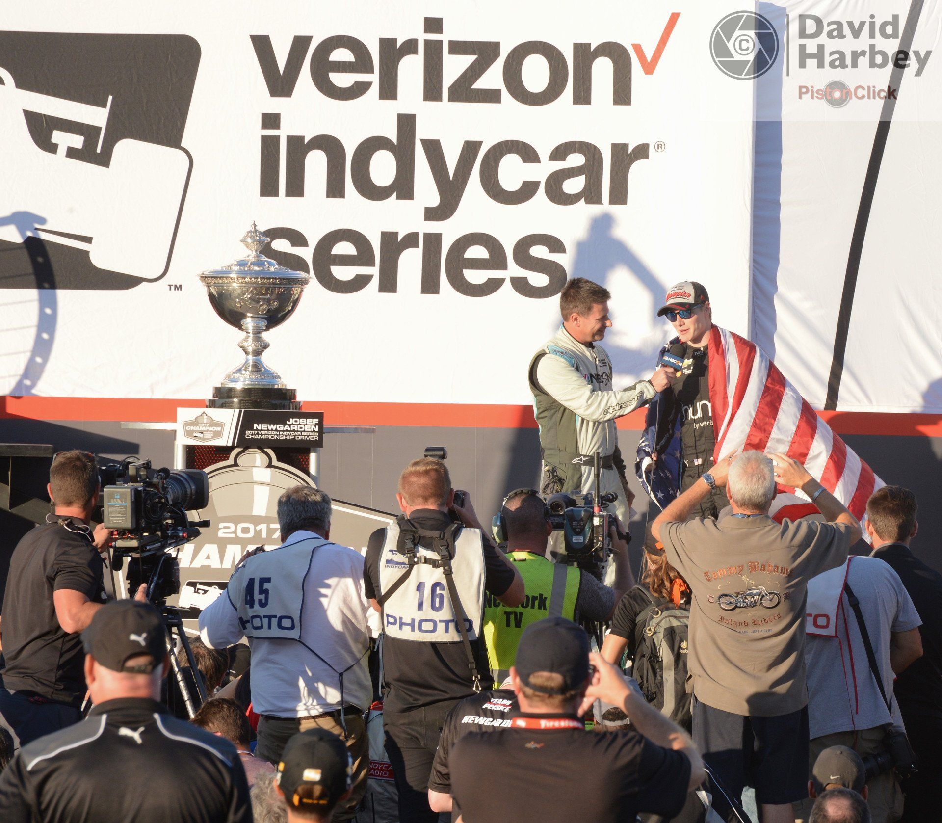 Pagenaud, Newgarden and team owner Roger Penske