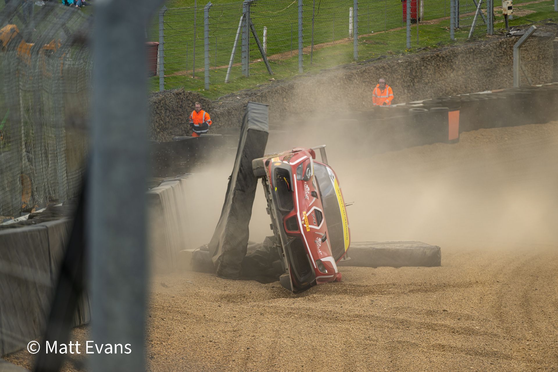 Stephen Dopson lost control of the No 74 car going into Paddock Hill bend in the Ferrari Challenge UK Brands Hatch