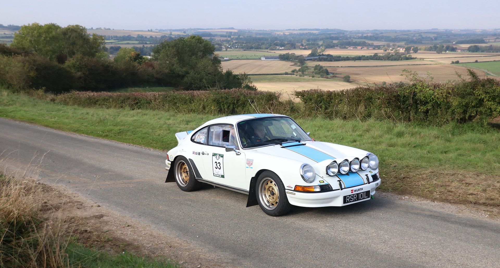 Hero Challenge 3 classic cars rallying around the Lincolnshire wolds