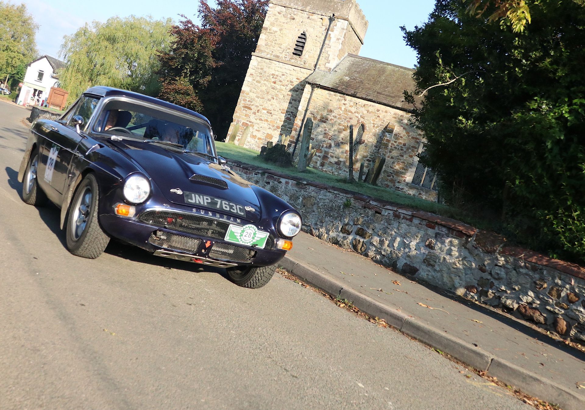 Hero Challenge 3 classic Sunbeam Alpine car rallying around the Lincolnshire wolds