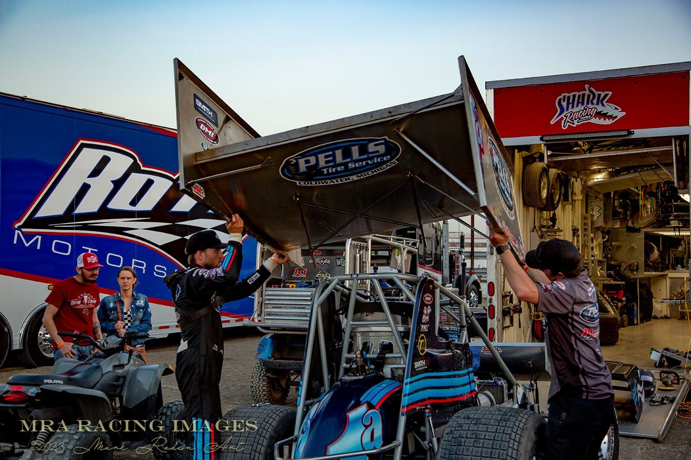 Attaching the top wing to the #1a Jacob Allen Sprint Car