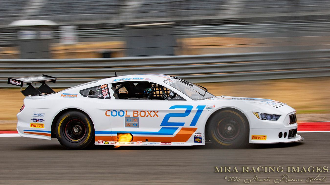 Flaming cars at the SVRA and Trans Am at COTA SpeedTour