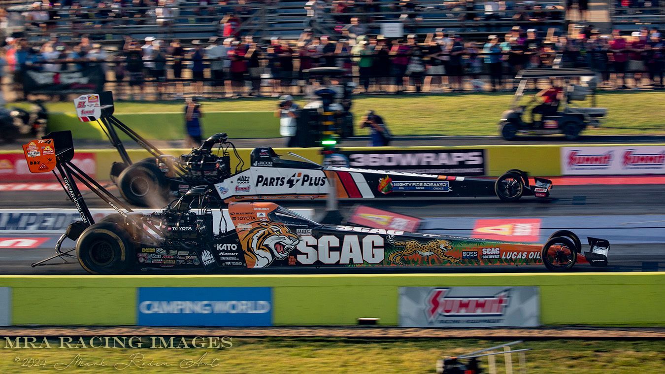 The Top Fuel Dragster final at the NHRA fall nationals