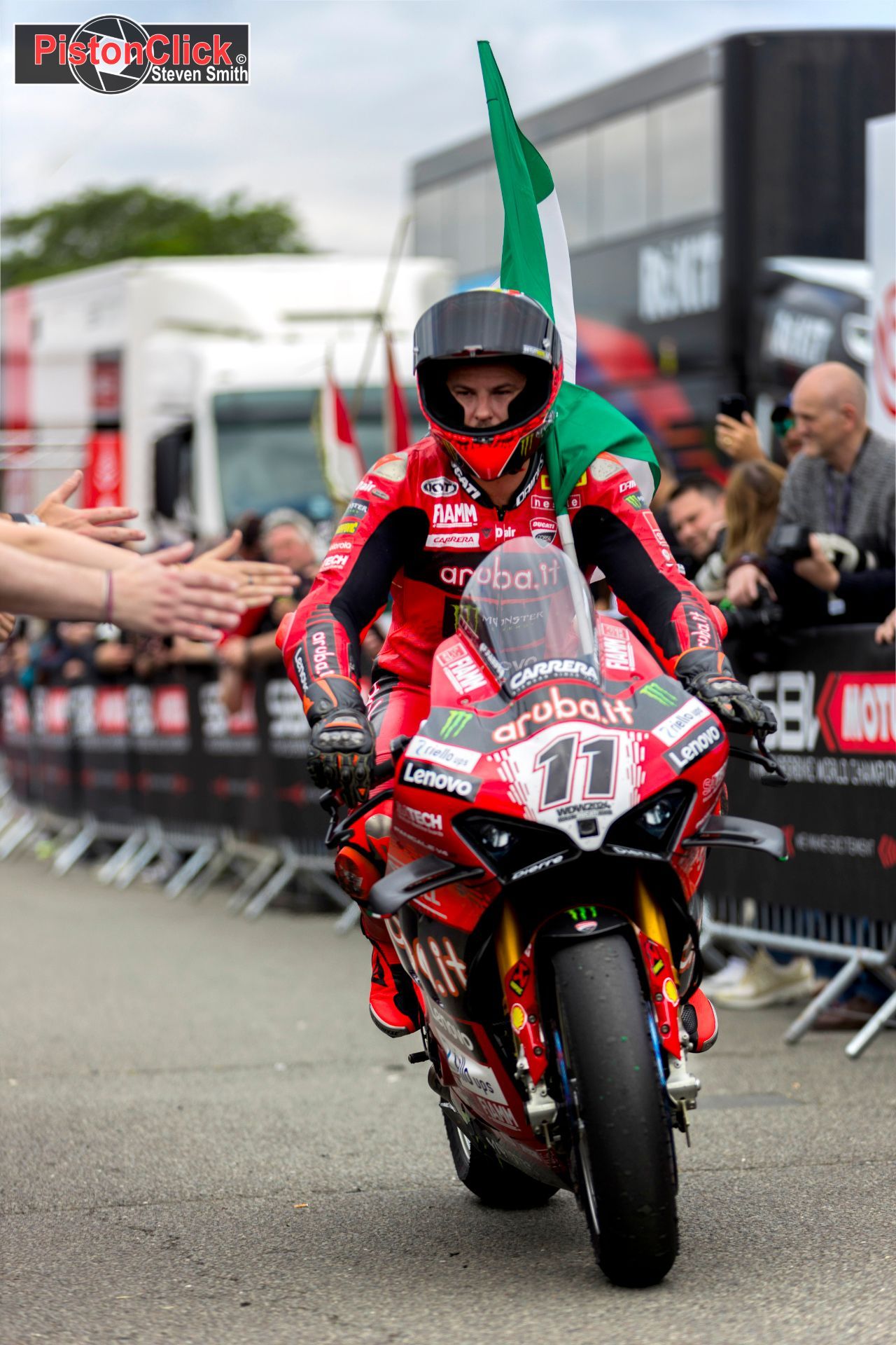 Nicolo Bulega at the WSBK races Donington Park UK 2024