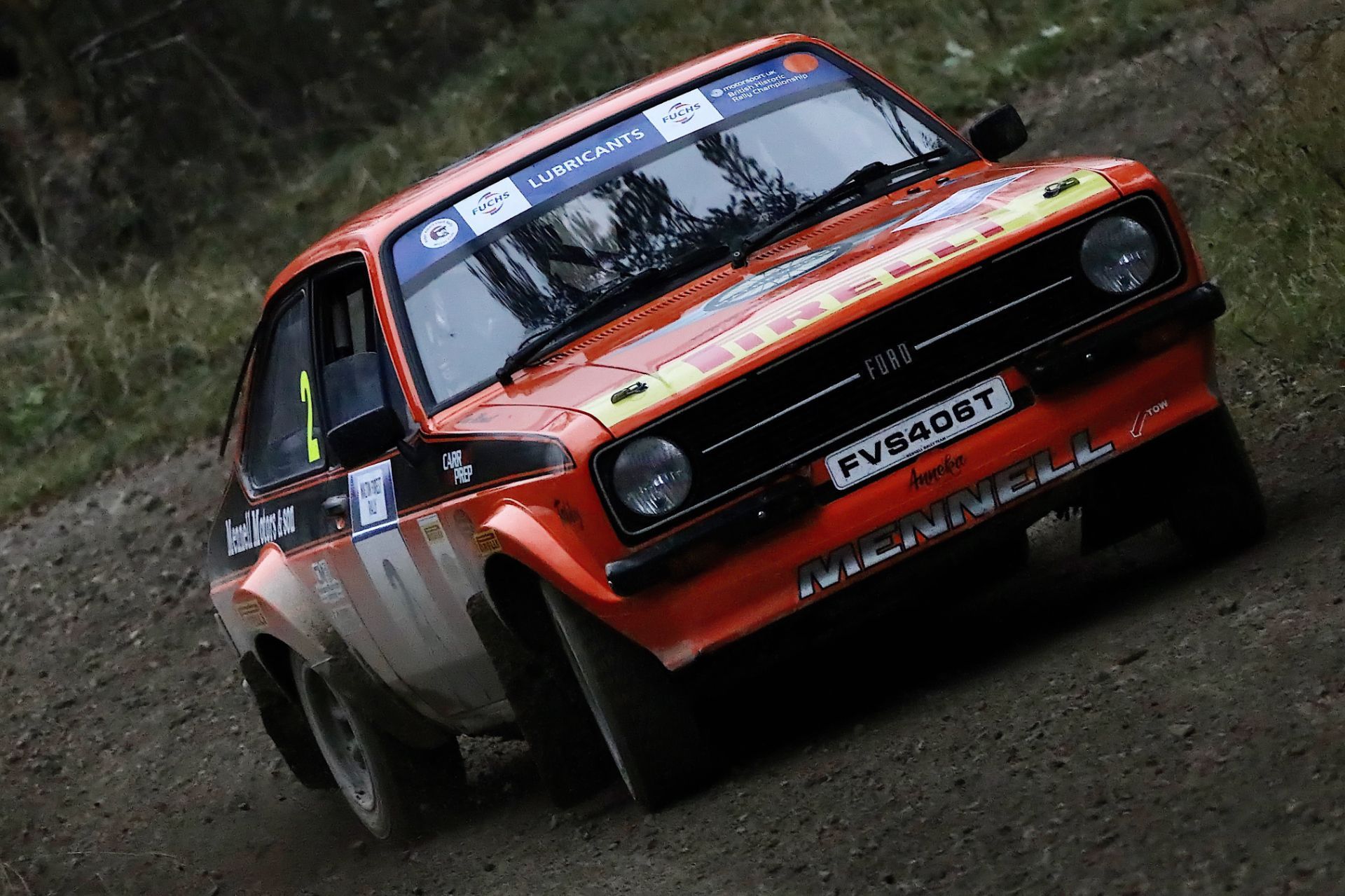 Dan Mennell and John Roberts rallying in a Mk2 Ford Escort