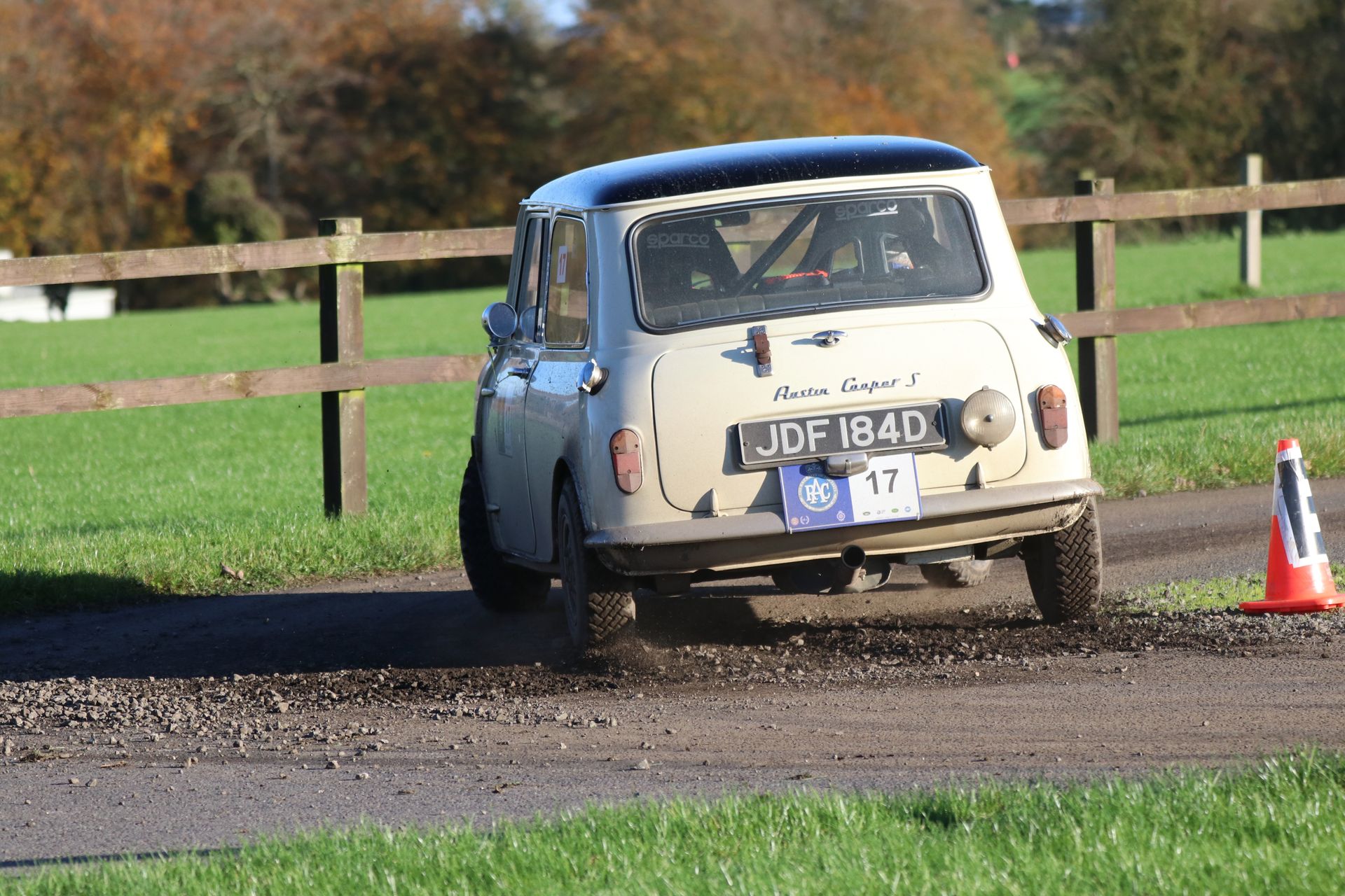 Mini Classic Rally car competing in the RAC Rally of the Tests