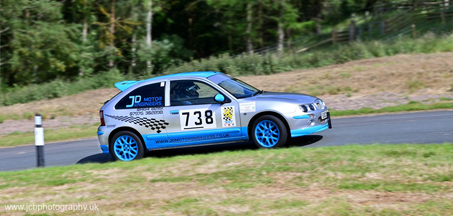 Euan Bruce and his MG ZR competing in hill climbs as a 14 year old young racer
