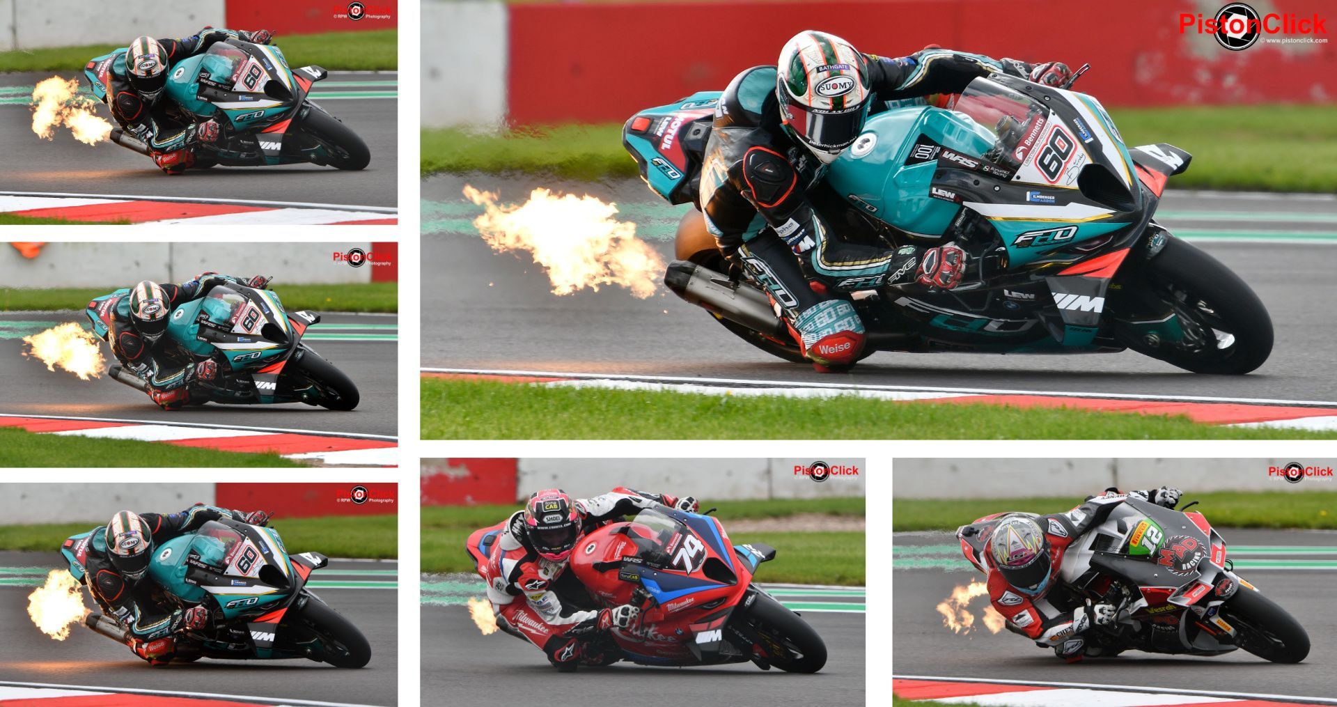 British super bikes flaming at Donington Park