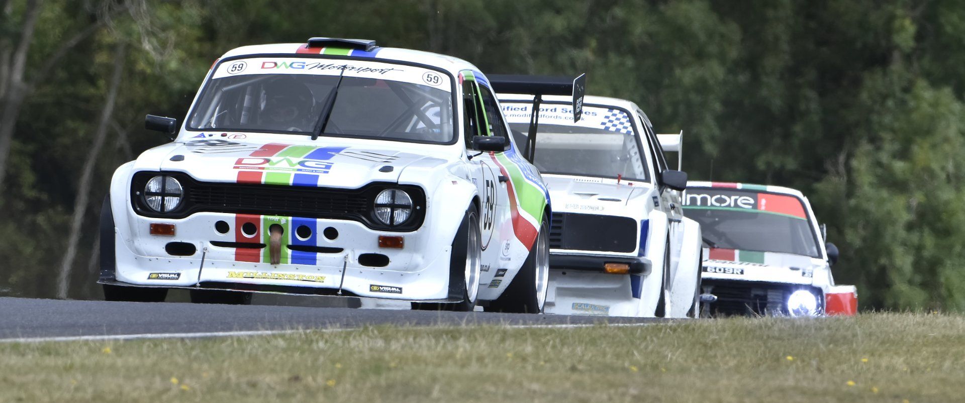 Modified Fords racing at Cadwell Park