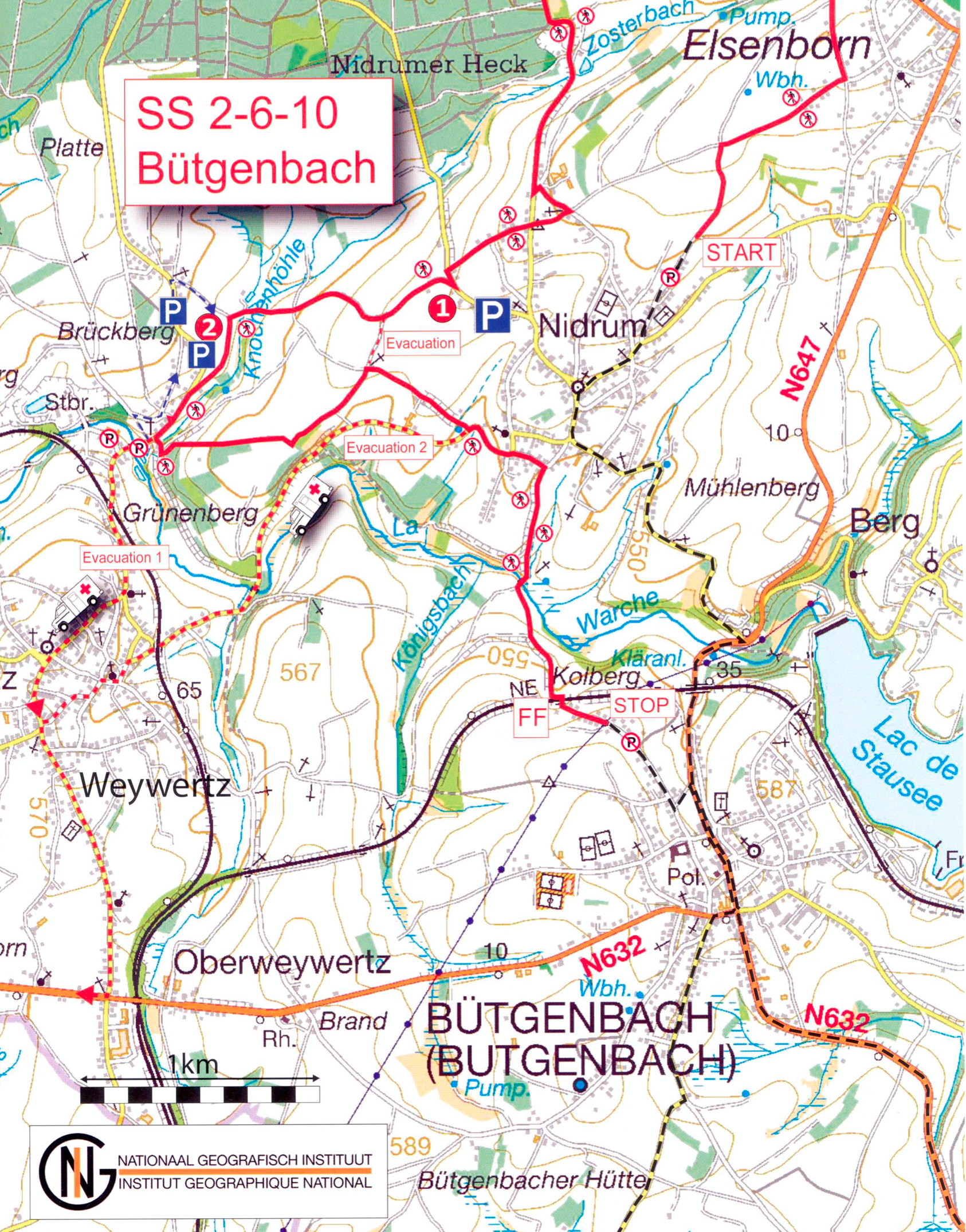 map of the East Belgian Rally
