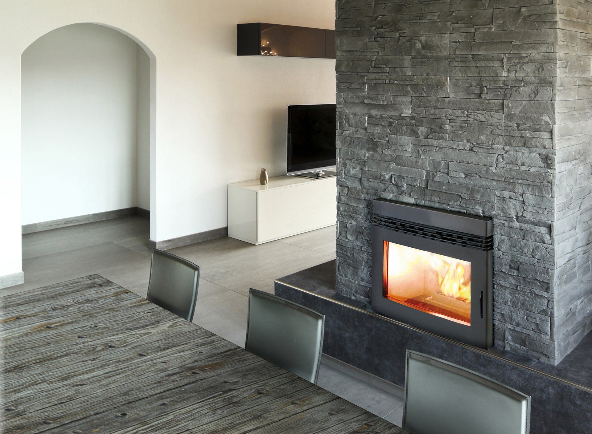 Chimenea y estufa de pellets Ecobiometal