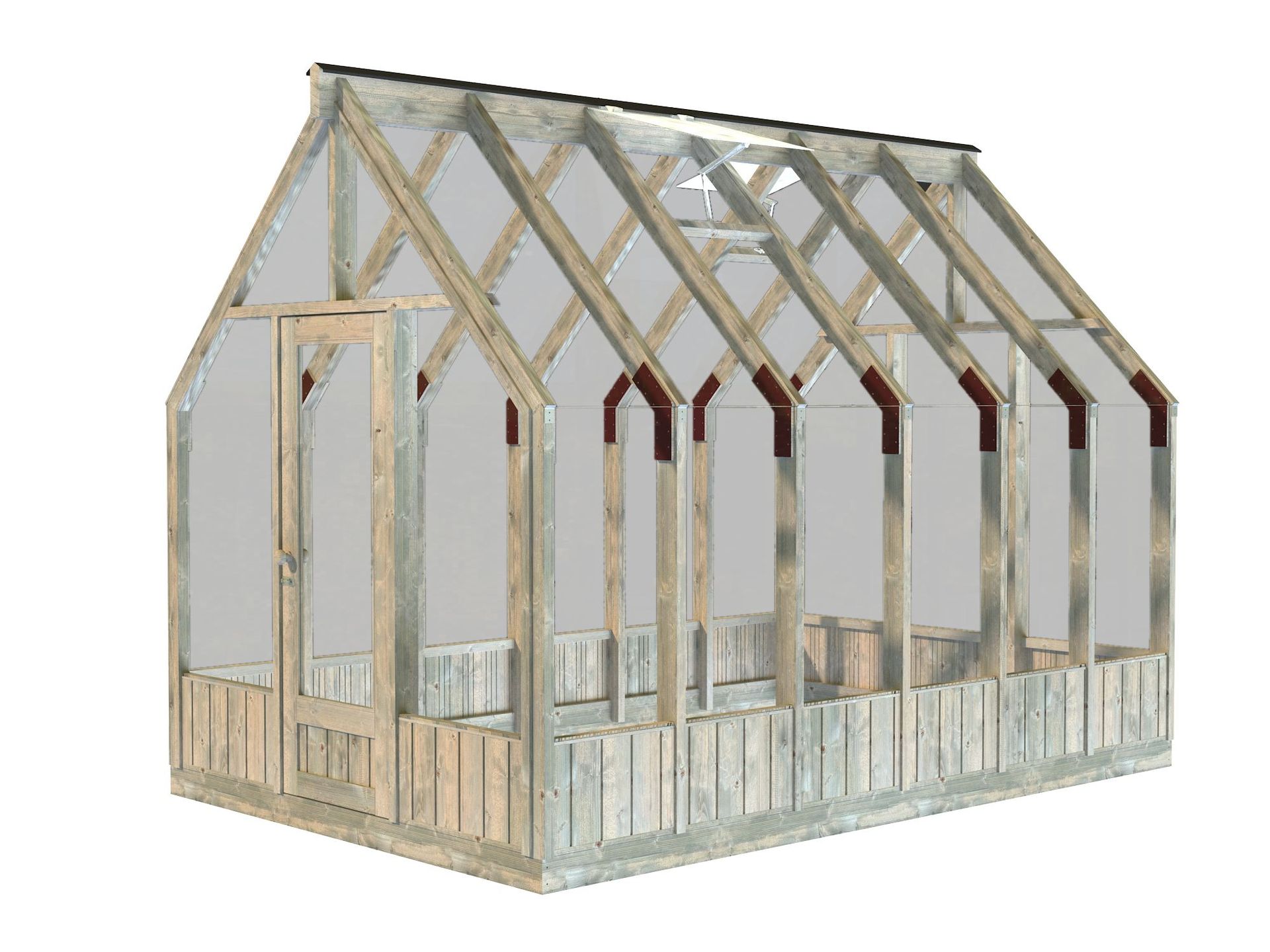 SERRE EMILIA 8.20m² 366x240x286ht cm - Structure en 44x95mm SERRE EMILIA 8.20m² 366x240x286ht cm - Structure en 44x95mm