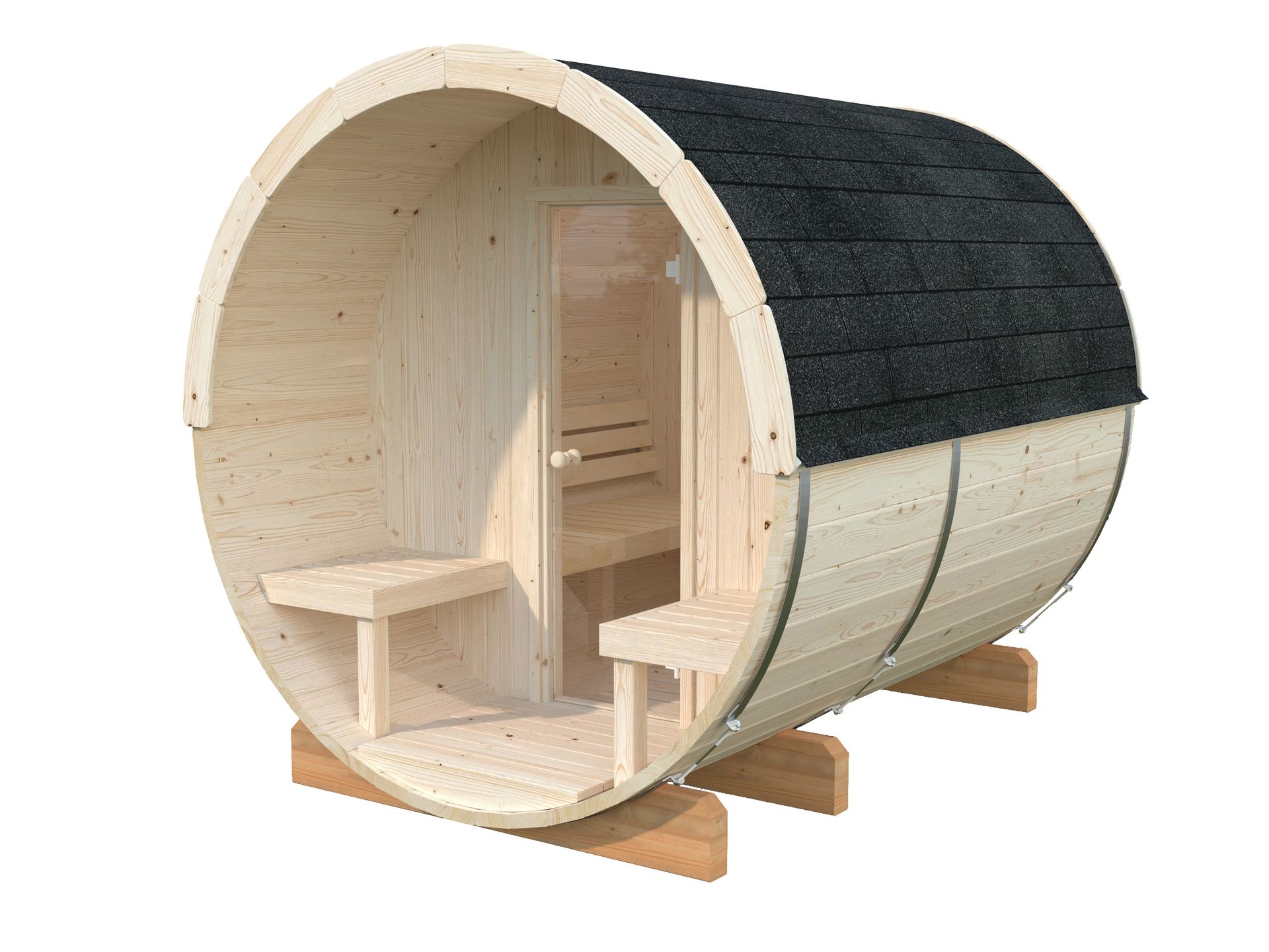 SAUNA ANITA 1.30+0.70m² 226x254xØ225ht cm - Ep= 42mm SAUNA ANITA 1.30+0.70m² 226x254xØ225ht cm - Ep= 42mm