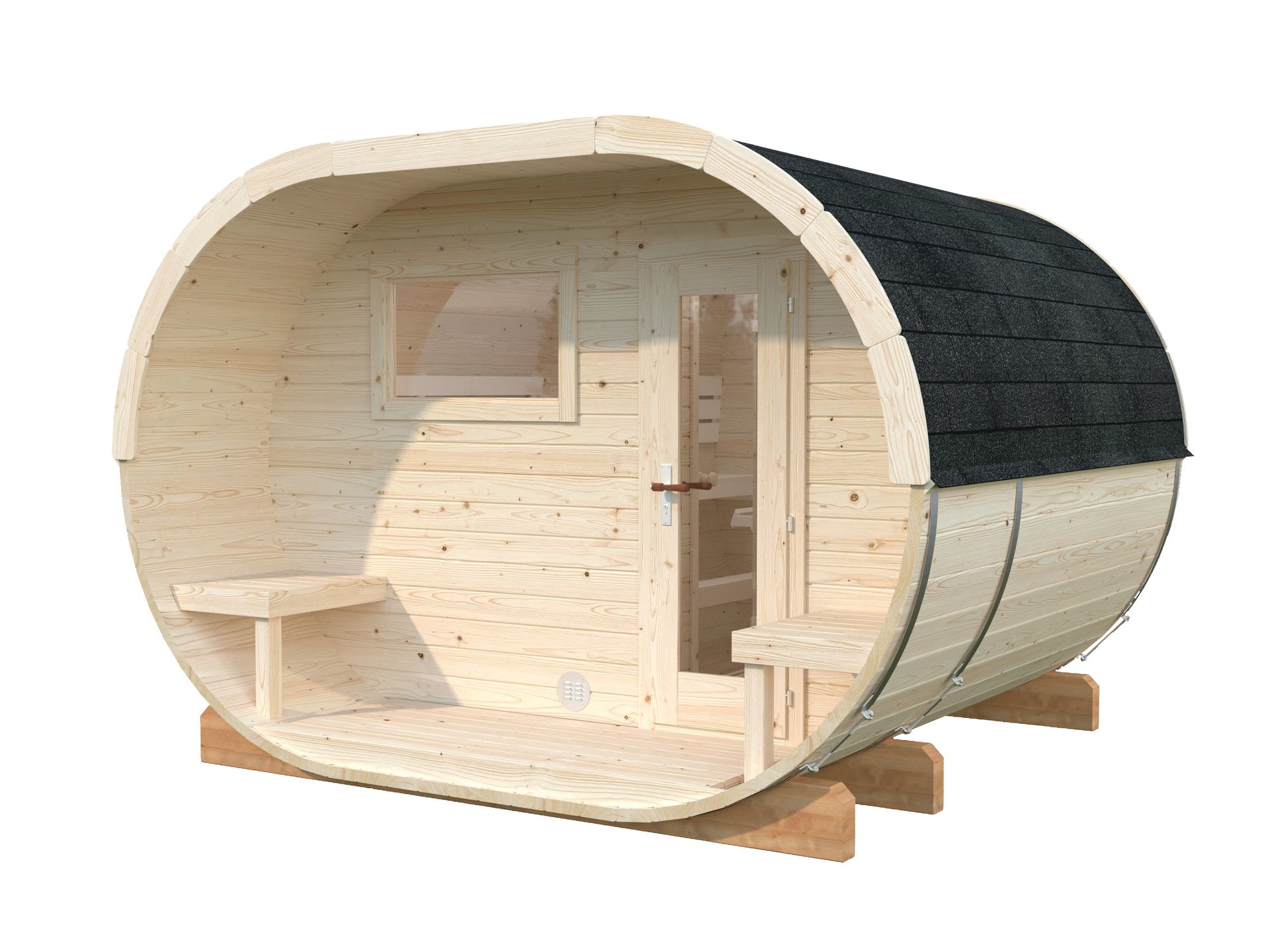 SAUNA ANETTE 3.00+1.50m² 334x270xØ225ht cm - Ep= 42mm SAUNA ANETTE 3.00+1.50m² 334x270xØ225ht cm - Ep= 42mm