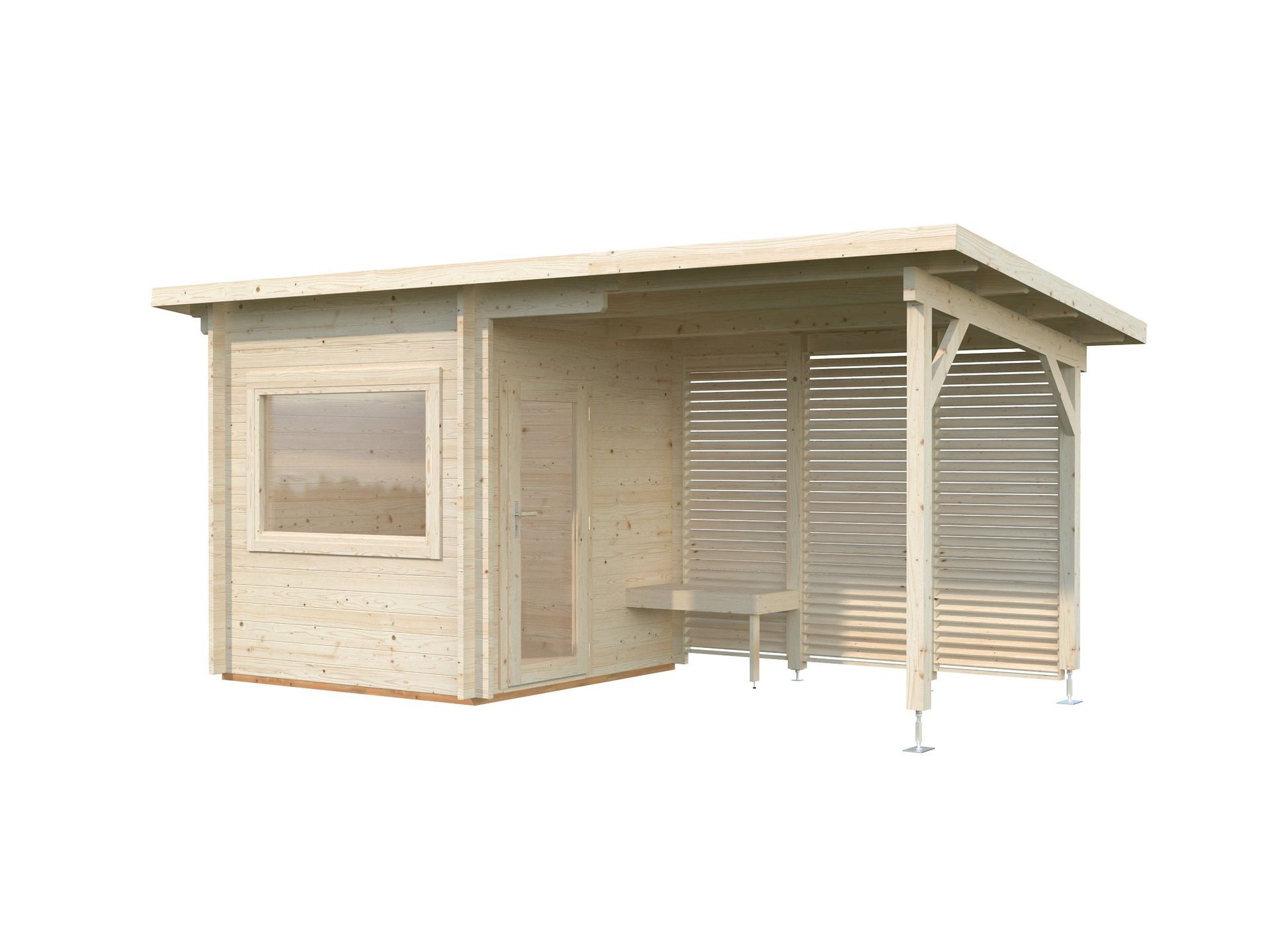 SAUNA SANNA 4.10+5.90m² 550x267x245ht cm - Ep= 44mm SAUNA SANNA 4.10+5.90m² 550x267x245ht cm - Ep= 44mm