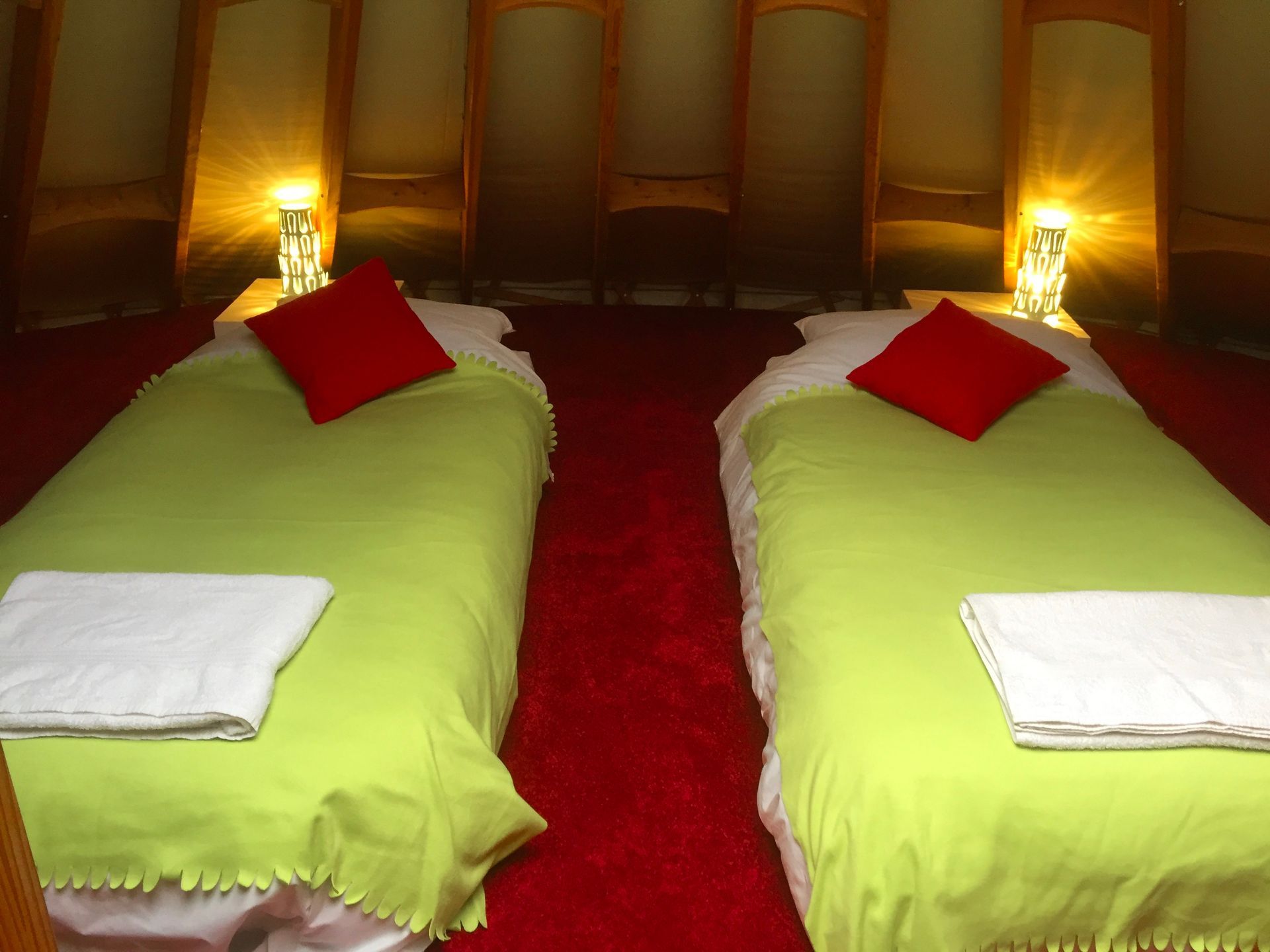 Upstairs gives a cozy den like feel