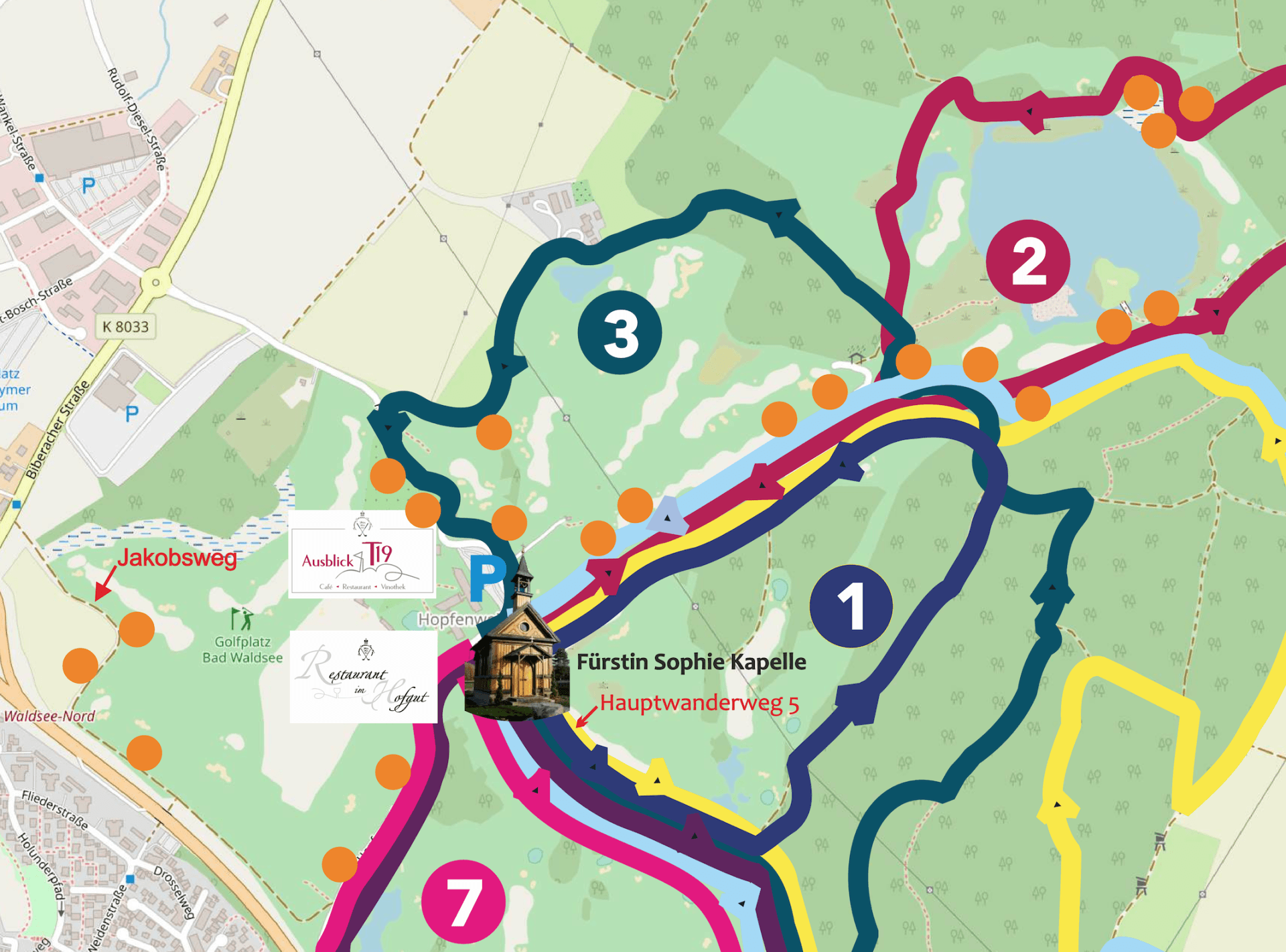 Standortkarte Naturlehrpfadtafeln Natur-Resort Bad Waldsee, Artenvielfalt auf dem Golfplatz, Bienen, Bienenvölker, Rote Liste Pflanzen, wilde Orchideen, Smaragdeidechsen, Kreuzottern, Natur-Lehrpfad, Rund-Wanderwege, Kaffee, Restaurant, Vinothek, erlesene Weine, Bar, selbstgebackene Kuchen, Snacks, Mittagstisch, Sonnenterrasse, Gin - Greenkeeper's Cut, Bier vom Fass, kleine Gerichte, Burger, vegetarisch, vegan, Laktose frei, Gluten frei, Café-Restaurant Ausblick T-19, Restaurant im Hofgut