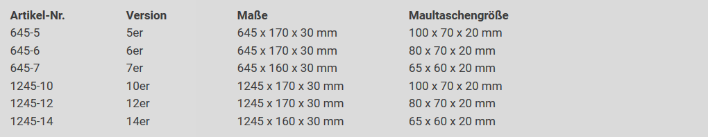 Maße Maschine und Maultaschen