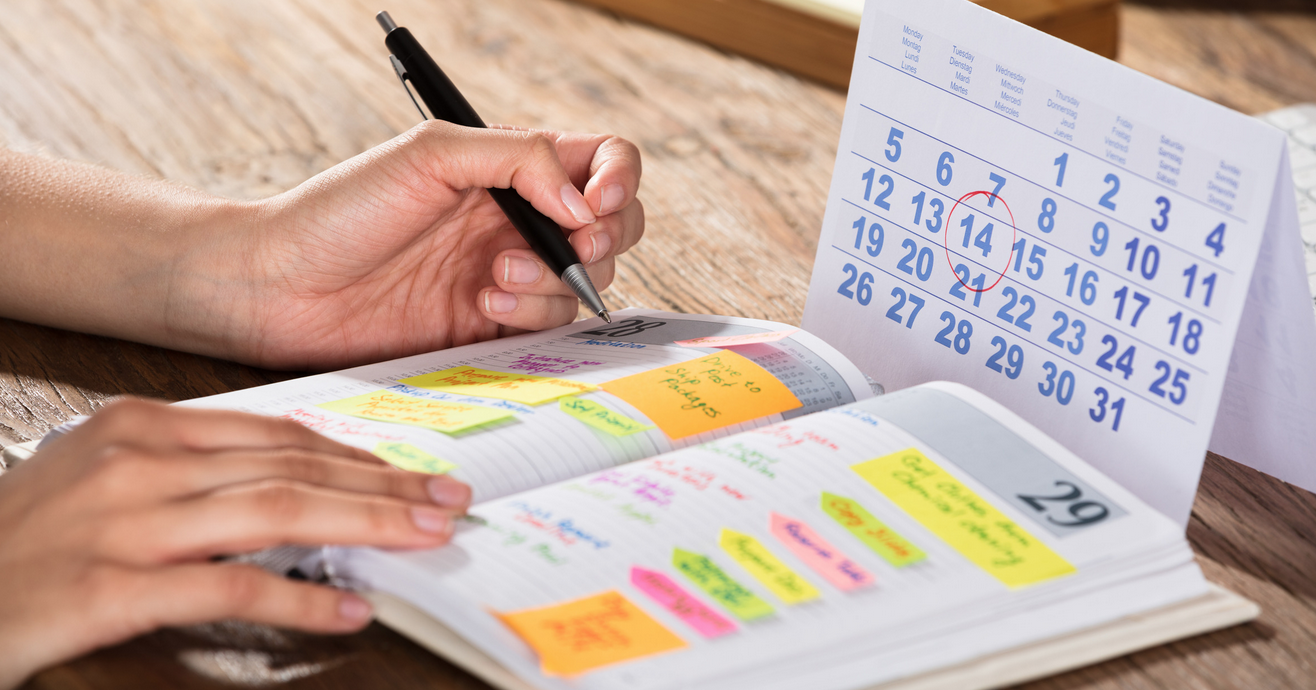 pen and schedule book