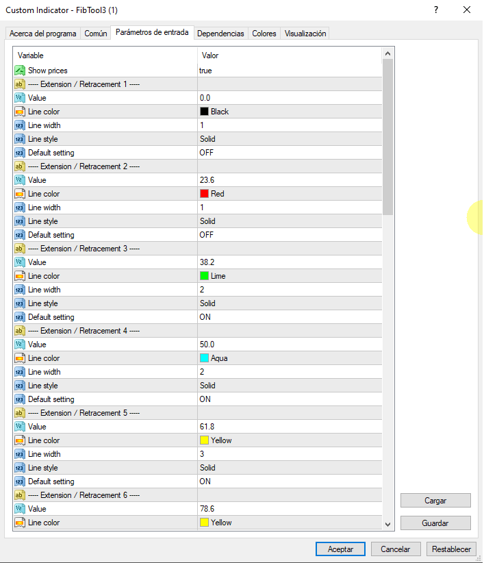 Fibonacci de Colores Configuración Fibonacci de Colores Configuración