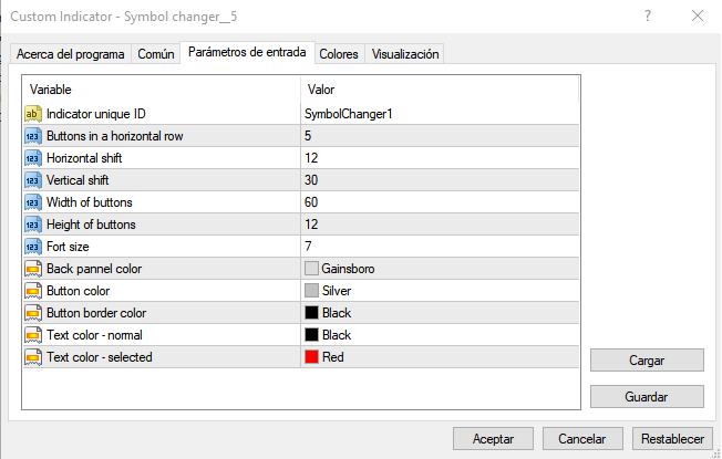 Configuración Indicador Symbol Charger Configuración Indicador Symbol Charger