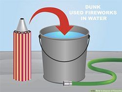 Soaking fireworks after use - safety tip 1