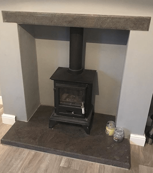 Granite Hearth and Mantel for Log Burners