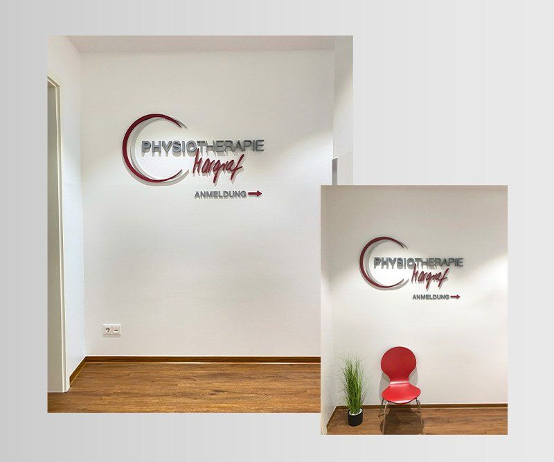 physiotherapie margraf, 3d wandlogo, pos design, Deko-Material, ABC creativ service, Andrea Bürgin