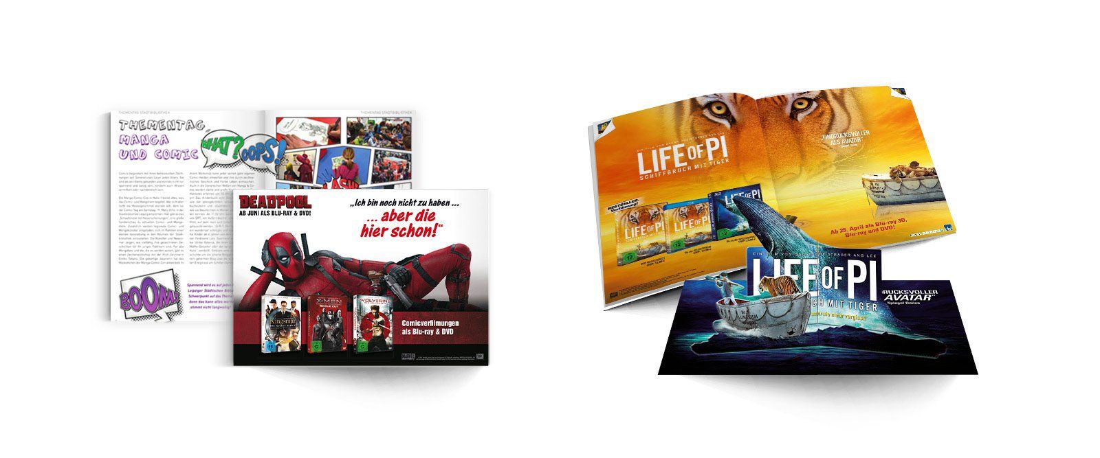 ABC creativ service, Andrea Bürgin, Anzeigen Design, Anzeigen Gestaltung, Deadpool, Life of Pi