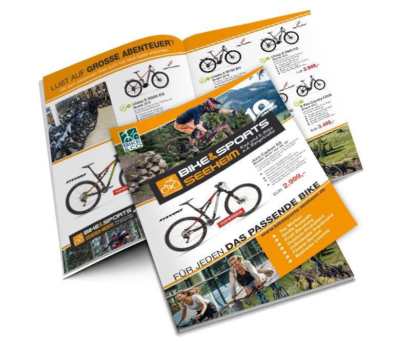 Bike & Sports Seeheim, Jens Wiegleb, Flyer, Broschüre, Gestaltung, Design, ABC creativ service, Andrea Bürgin