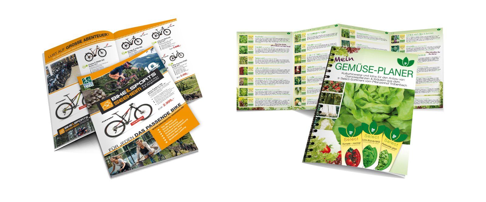 ABC creativ service, Andrea Bürgin, Broschüren, Flyer, Design, Gestaltung, Bike Sports Seeheim, Gemüsejungpflanzen Trübenbach,