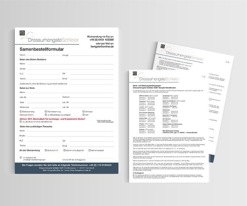 Dressurhengste Schleier, Visitenkarte, Logo, Briefpapier, Stempel, Design, Gestaltung, ABC creativ service, Andrea Bürgin,