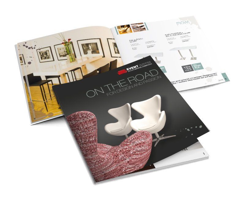 Broschüren, Flyer, Katalog, Gestaltung, Design, Event Outfitter, ABC creativ service, Andrea Bürgin