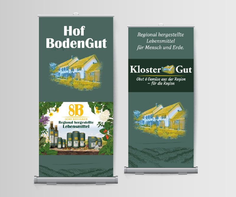 RollUp, Dekoaufsteller, acht botaniker, hof bodengut, logo-gestaltung, produktgestaltung, abc creativ service, seeheim-jugenheim, andrea bürgin,